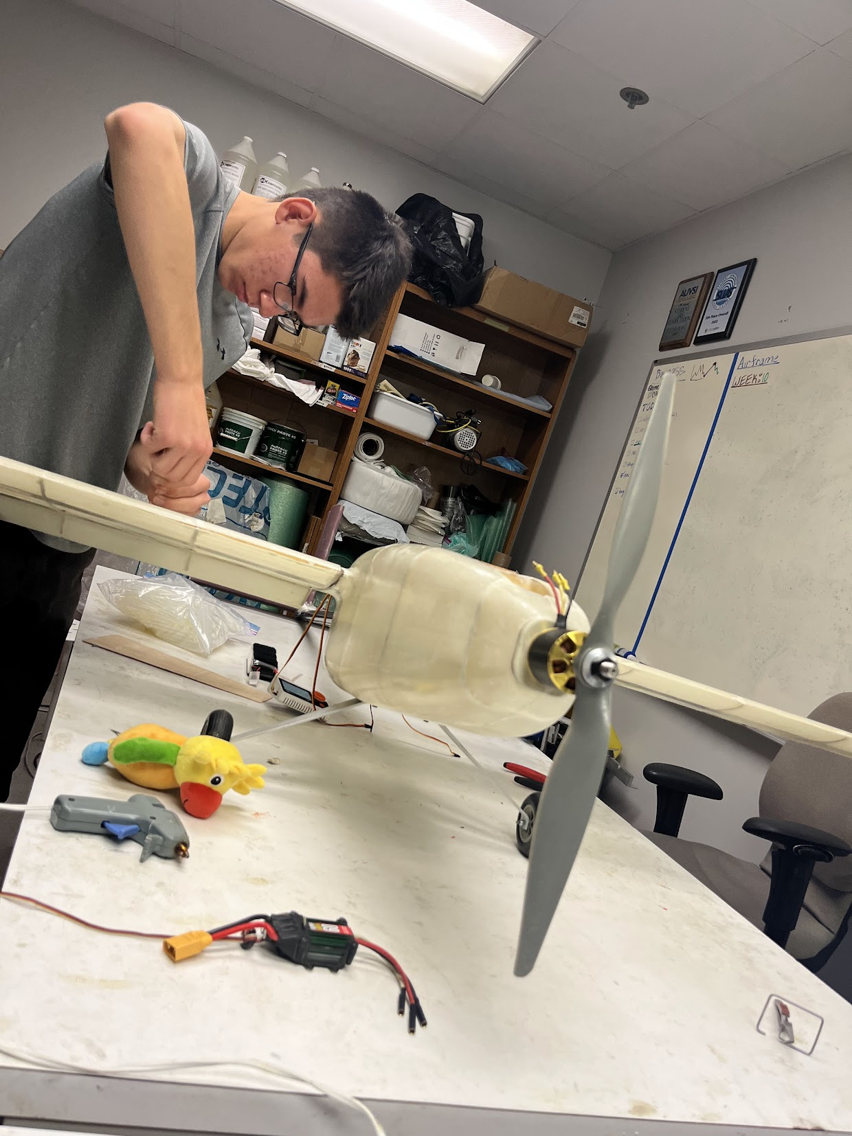 David building a fixed-wing aircraft at Triton UAS