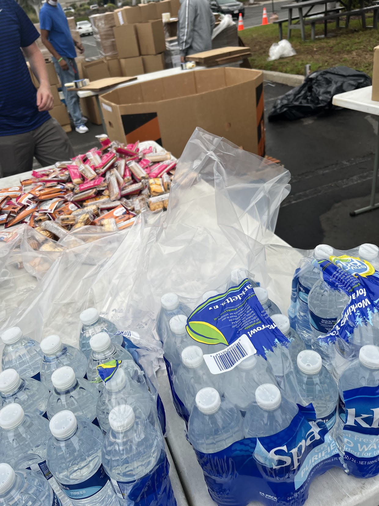 A Feeding San Diego distribution line of bottled water and snack packs