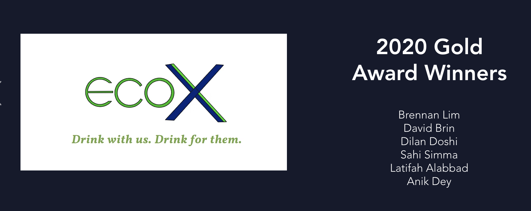 GATSVI ecoX — 2020 Gold Award Winners slide listing David Brin and teammates